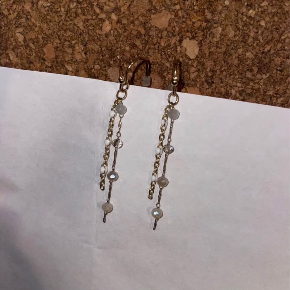 Elegant Gold Dangle Earrings and Gold and Silver Studs